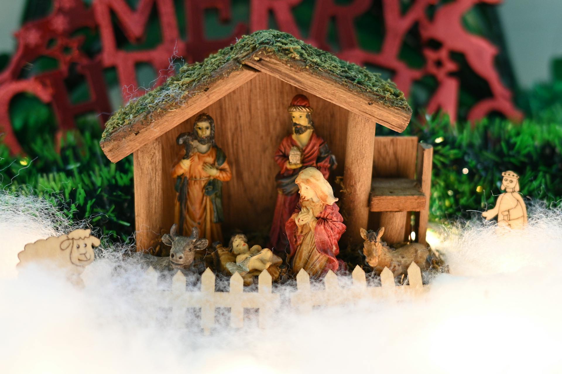 Tiny Wooden Nativity Scene