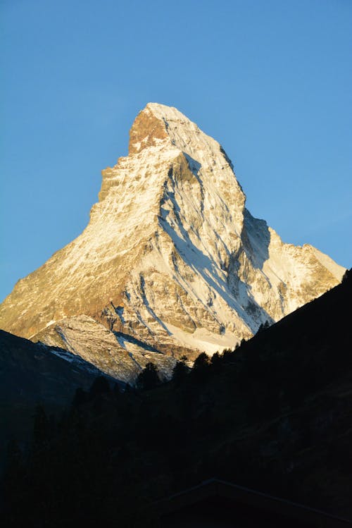 View of the Matterhorn Mountain in the Alps at the Border between Italy and Switzerland
