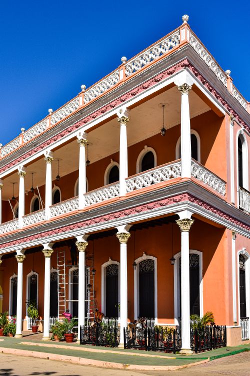 Free Charming sunlit colonial building in Remedios, Cuba with vivid architecture. Stock Photo