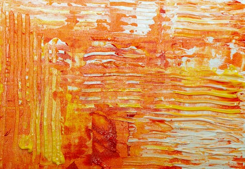 一幅具有动态纹理和充满活力的橙色色调的抽象画作