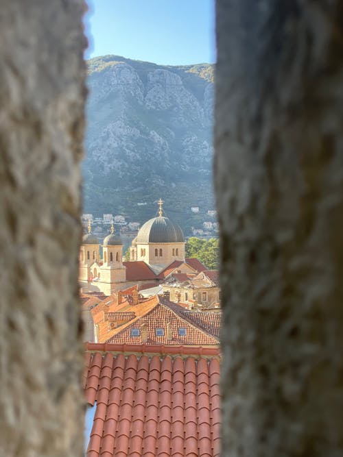 View of Kotor Old Town, Montenegro between the Walls of a Building 