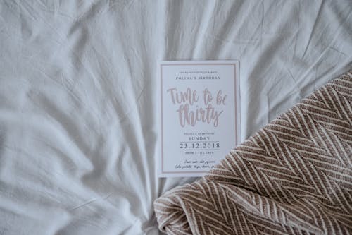 Free White Time to Be Thirty Textile Stock Photo