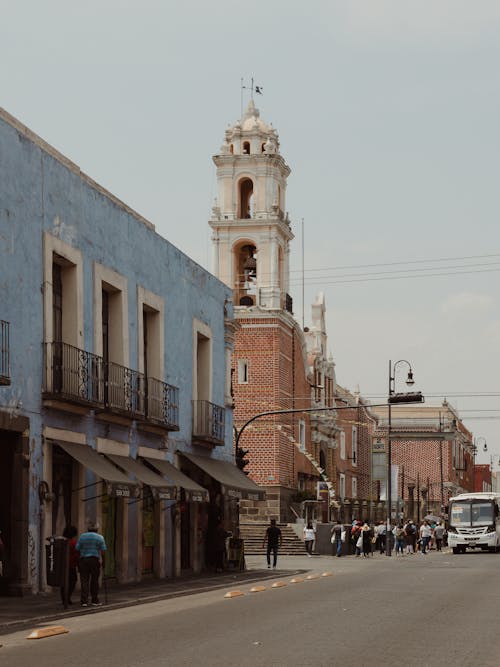 Tower of Basilica of Our Lady of Ocotlan in Mexico