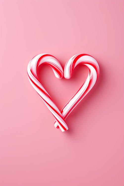 Heart from Candies on Pink Background