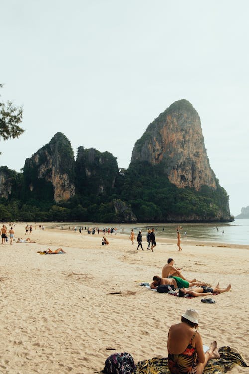 Tourists Relaxing on a Beach in Thailand 