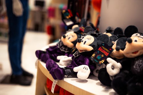 Close-up of Micky Mouse Toys in a Shop