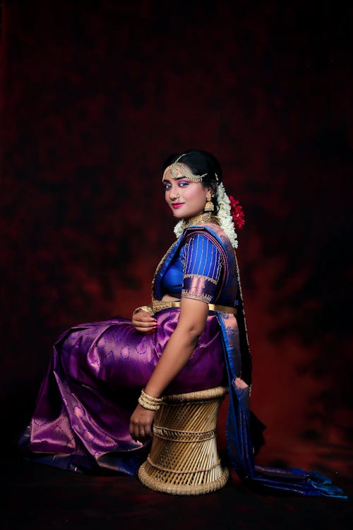 Young Woman in Traditional Indian Saree 