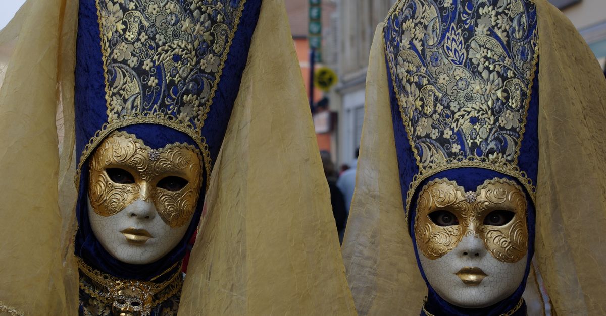 Golden Mask Ritual People in Golden Masks and Decorated Hats · Free Stock Photo