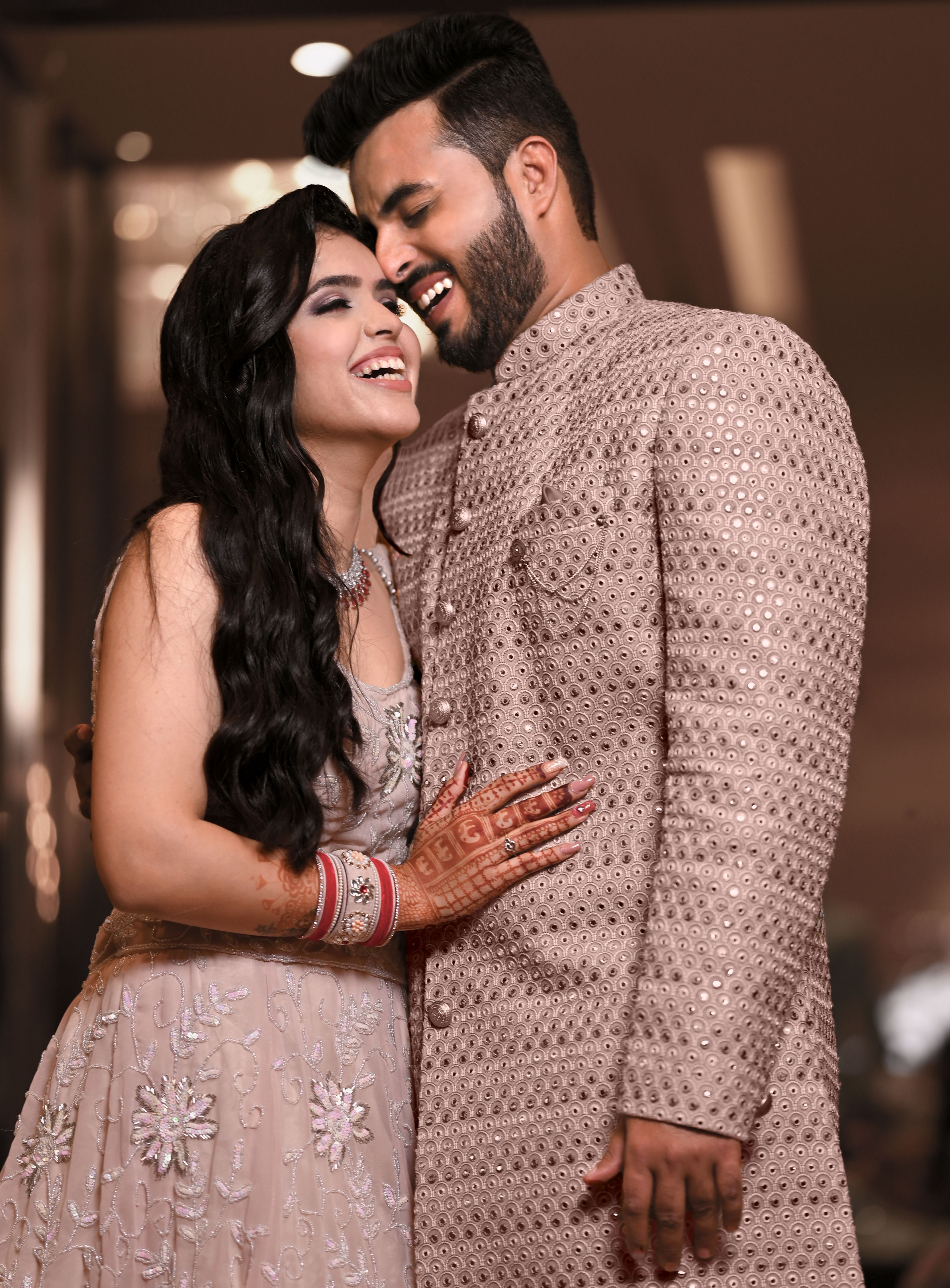 Indian couple happy together in the city