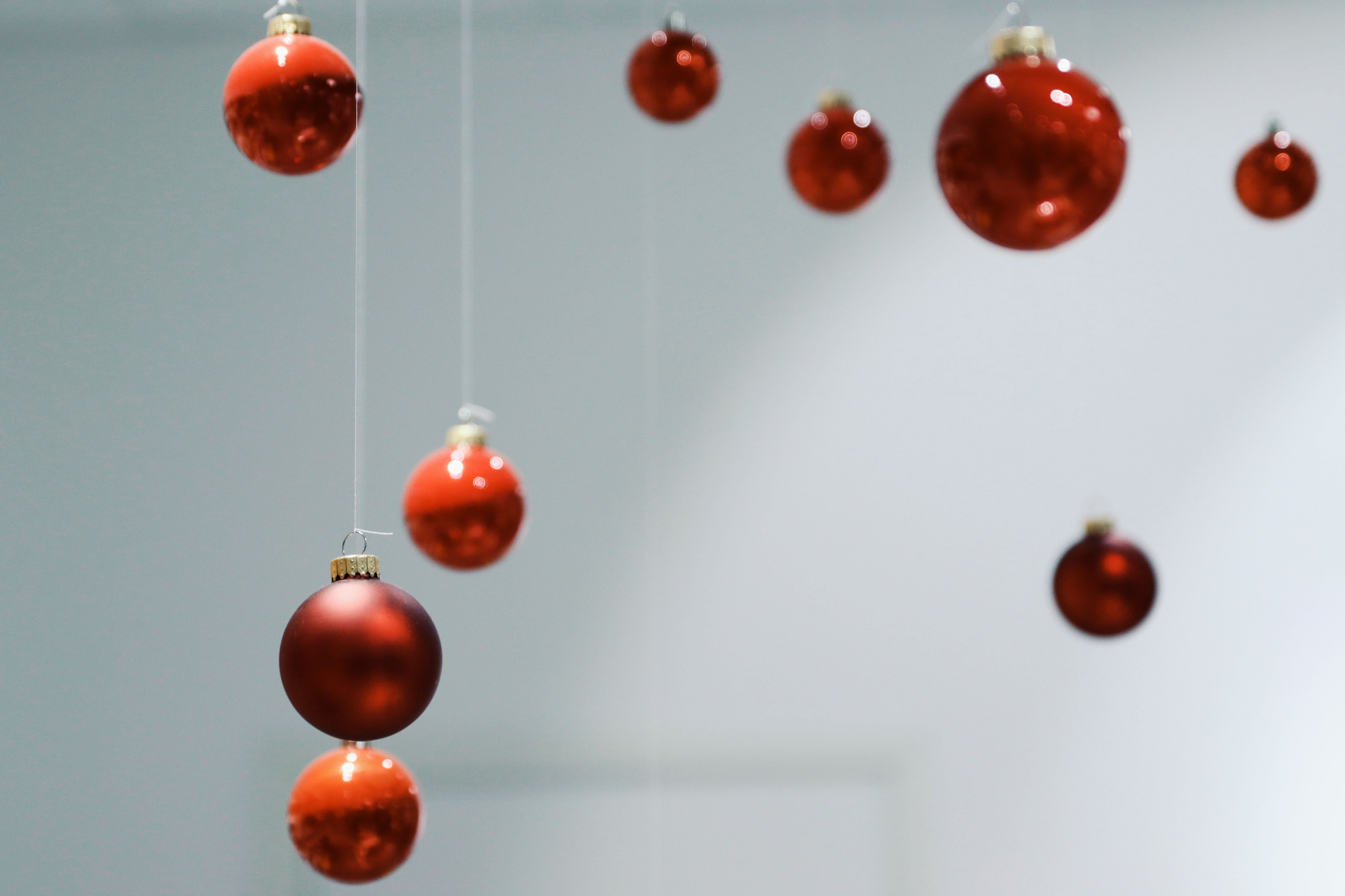 Red Christmas Balls on White Background · Free Stock Photo
