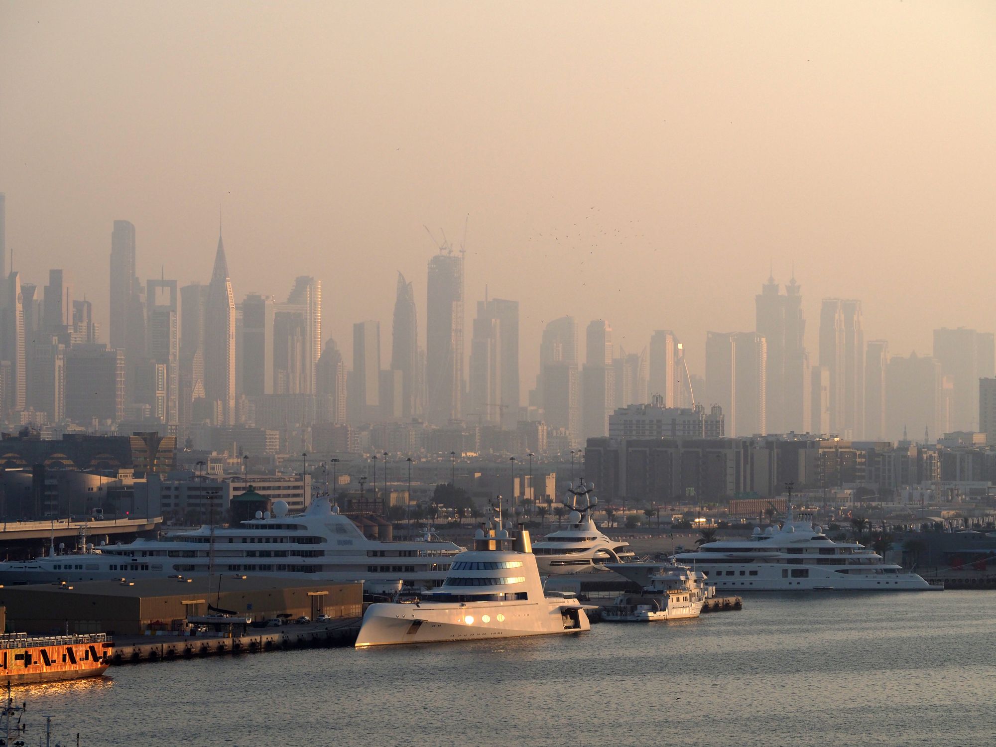 Dubai Marina yachts beneath the city skyline