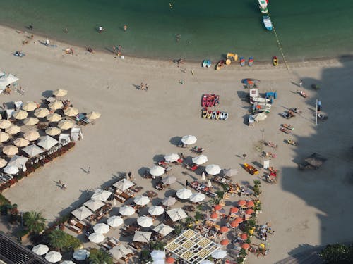 Aerial Photography of Tourists on the Beach 