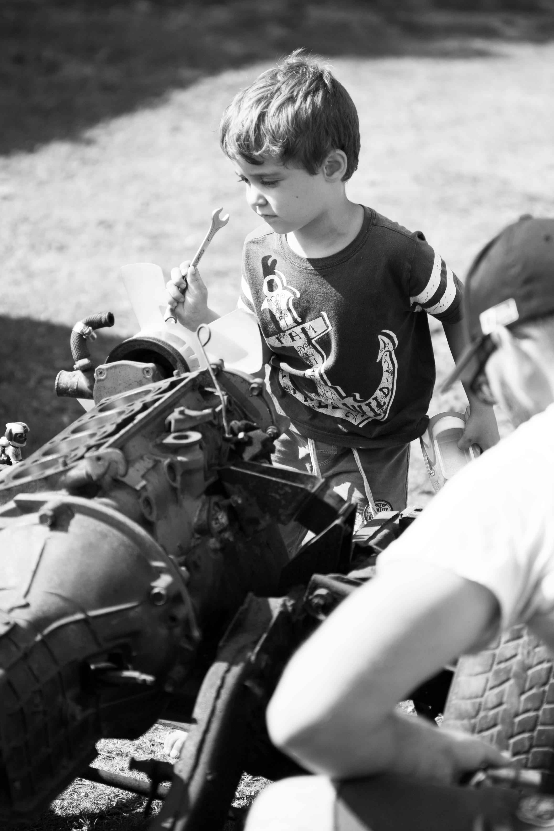 Free stock photo of boys, car engine, father and son
