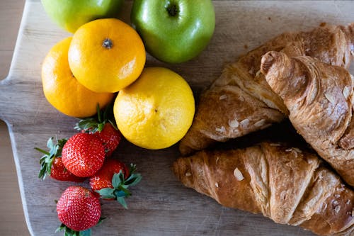 Croissants and Fruits for Breakfast