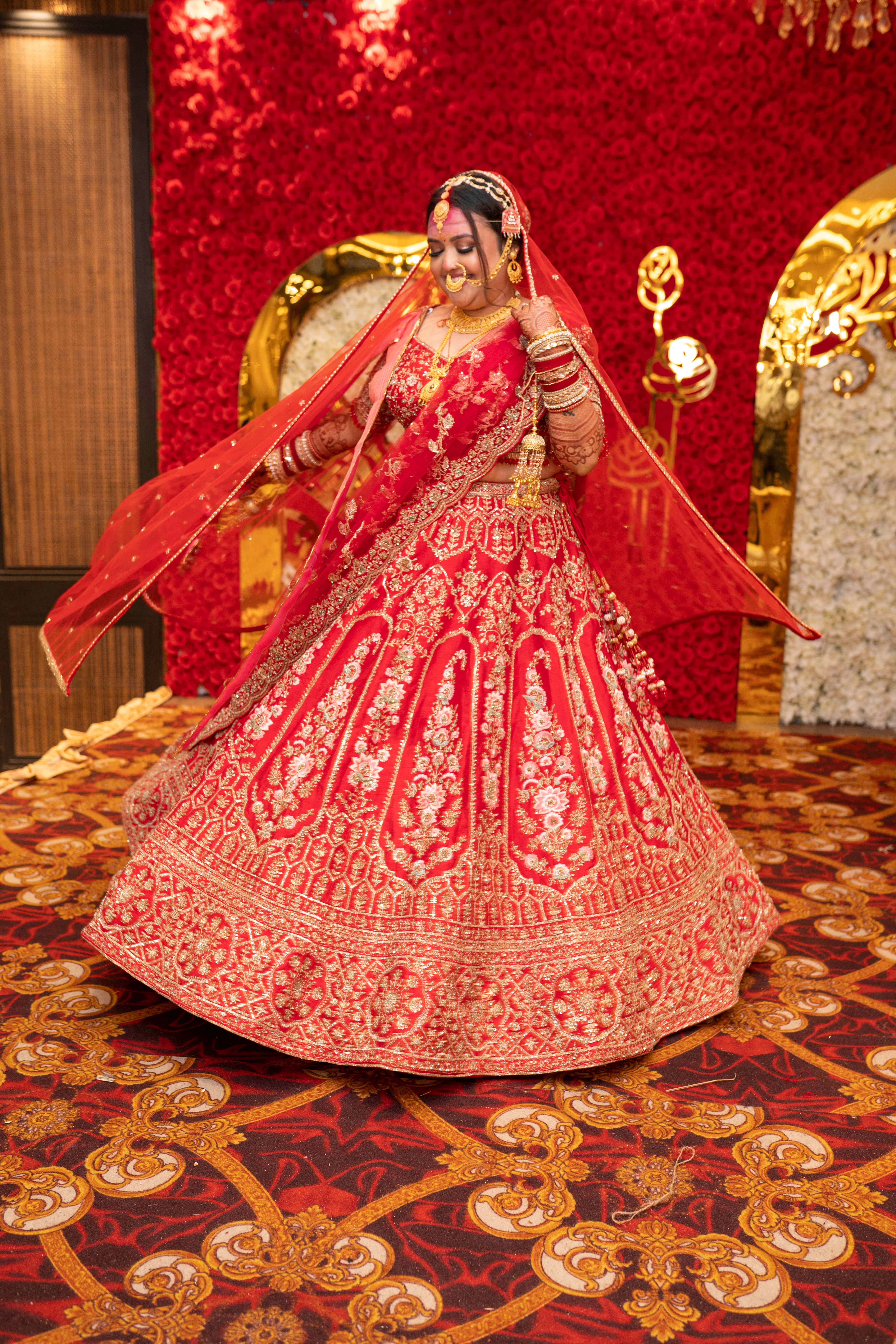 open lace back dress True Red Bridal Lehenga BL-125 main image 0