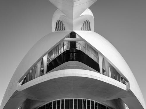 Facade of the City of Arts and Sciences Building in Valencia, Spain 
