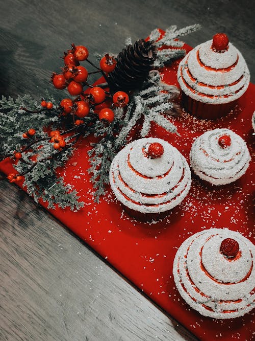 Delicious Cupcakes with Christmas Decoration
