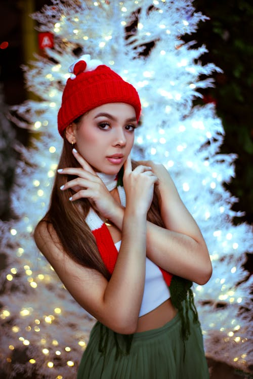 Gratis stockfoto met fotomodel, hoed, kerstboom