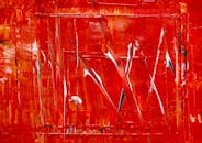 这幅动态抽象丙烯酸画在画布上呈现出丰富的红色纹理