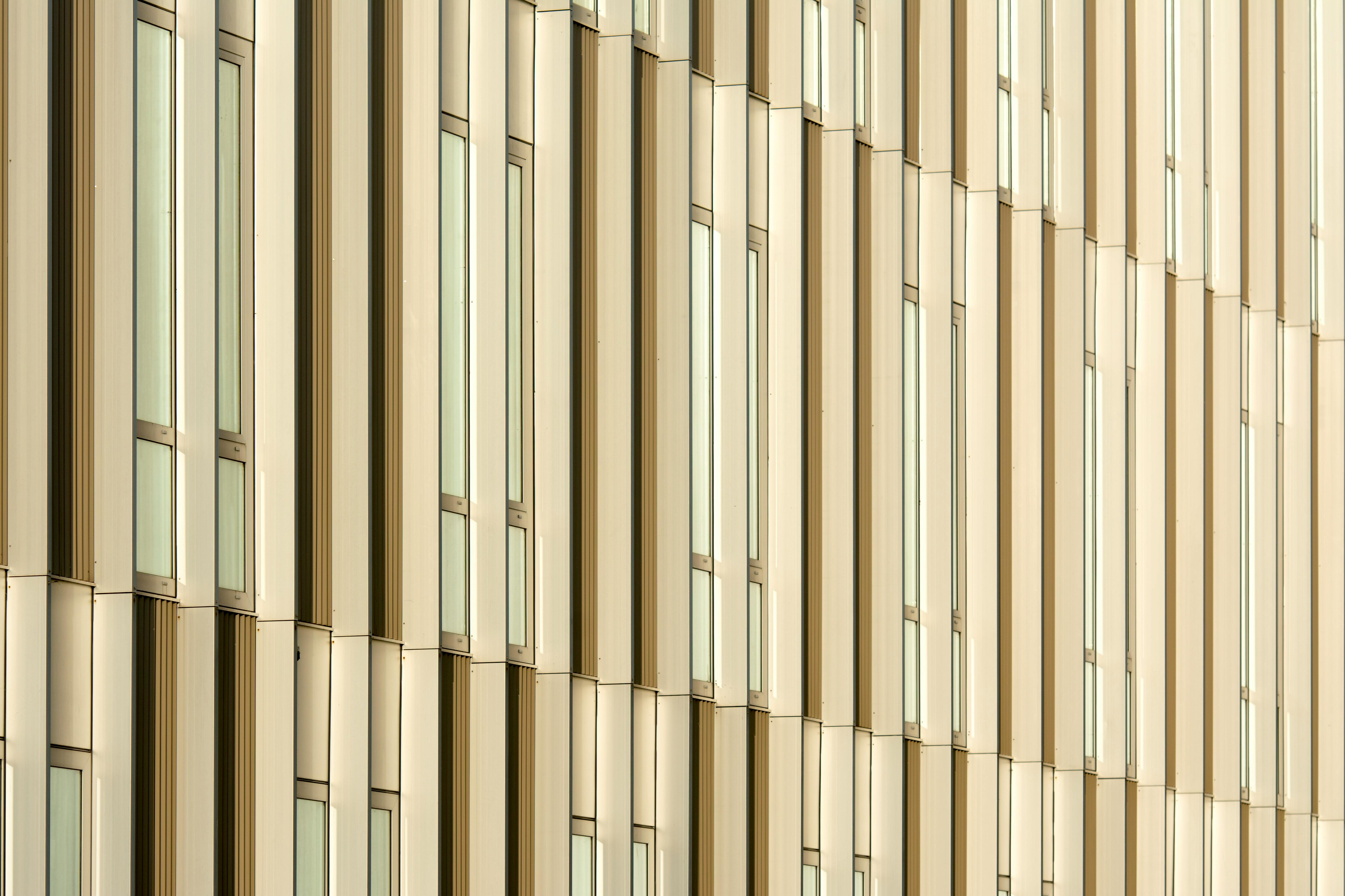 Capturing the sleek design of a modern glass facade with reflective windows.