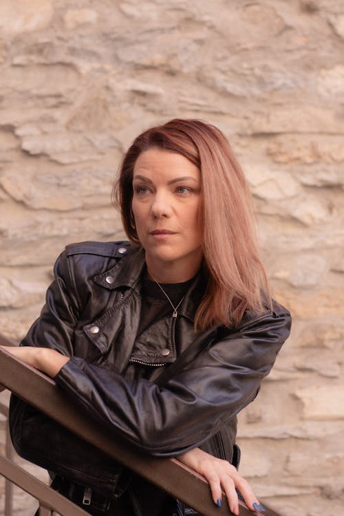 Portrait of Woman in Black, Leather Jacket