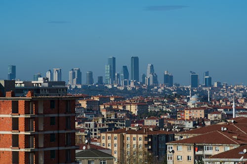 Free View of Residential Buildings an Skyscrapers in Istanbul, Turkey  Stock Photo