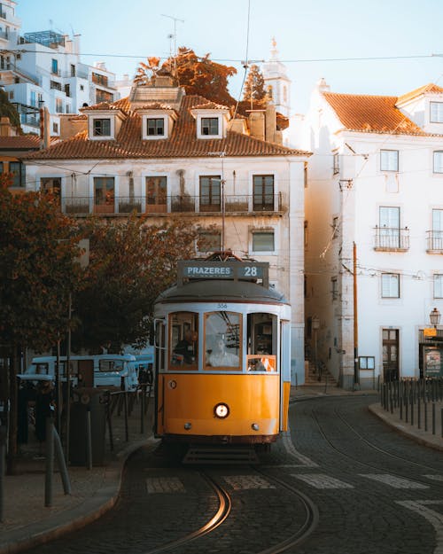 Classic Yellow Tram 28 in Lisbon