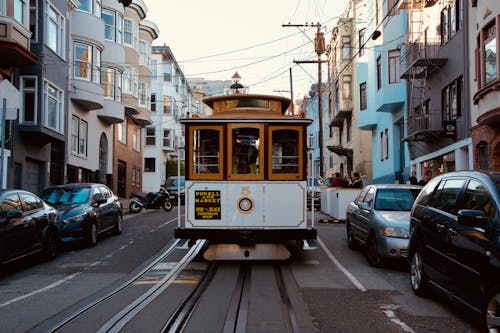 A Cable Car on the Streets of San Francisco, California, USA
