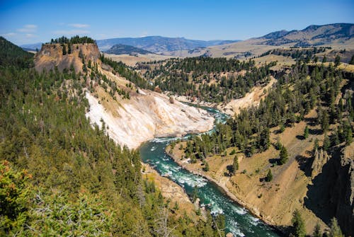Panoramic view of Yellowstone River in Yellowstone National Park