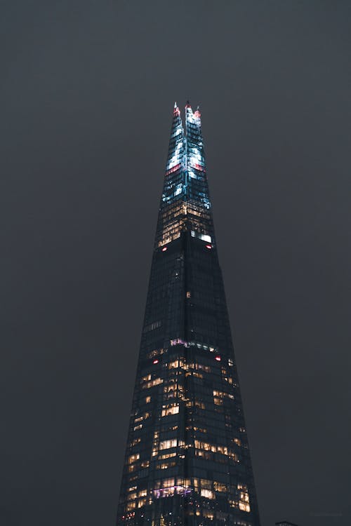 Illuminated The Shard Skyscraper Against a Dark Sky