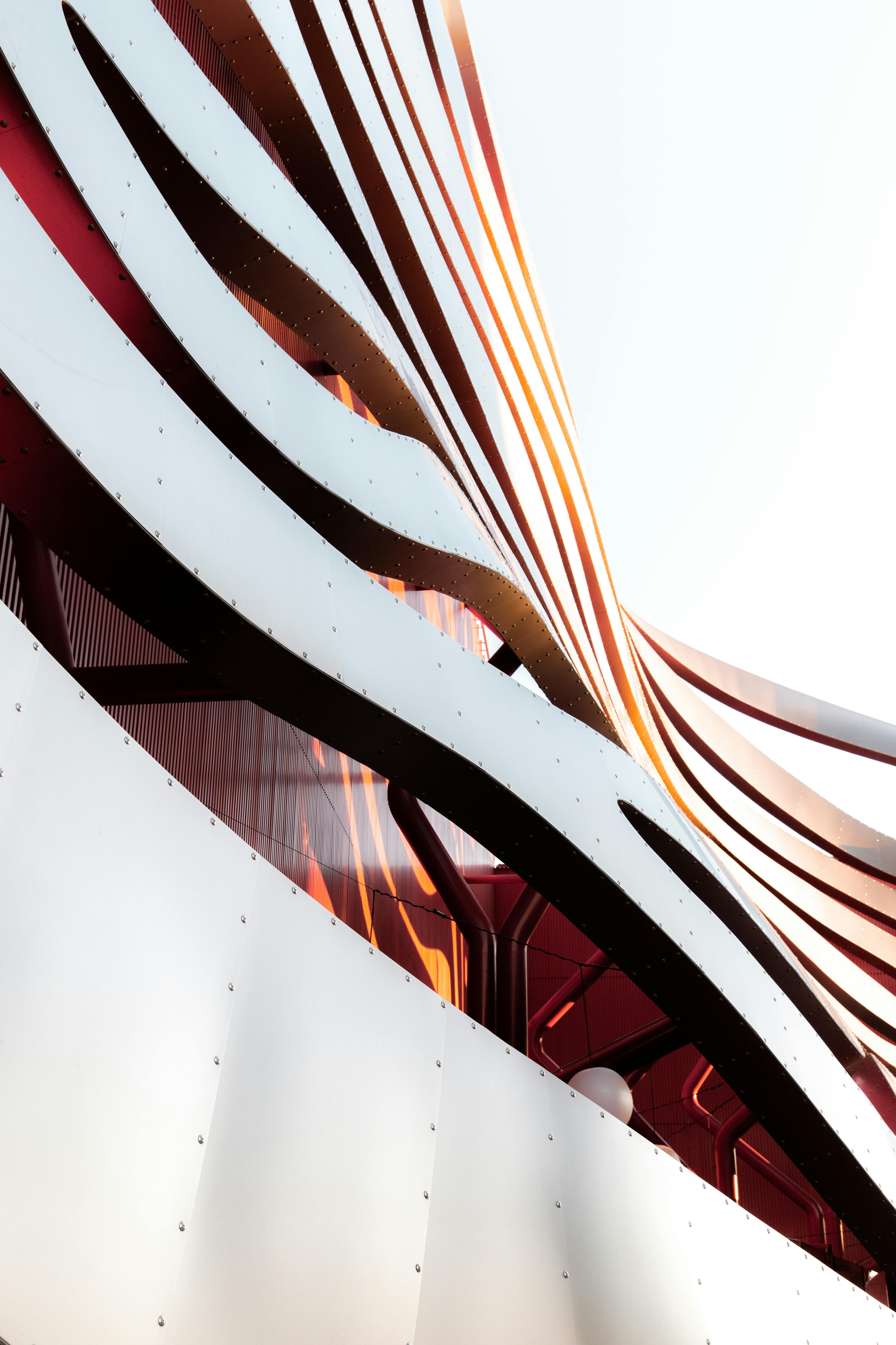 White and Red Spiral Stairs