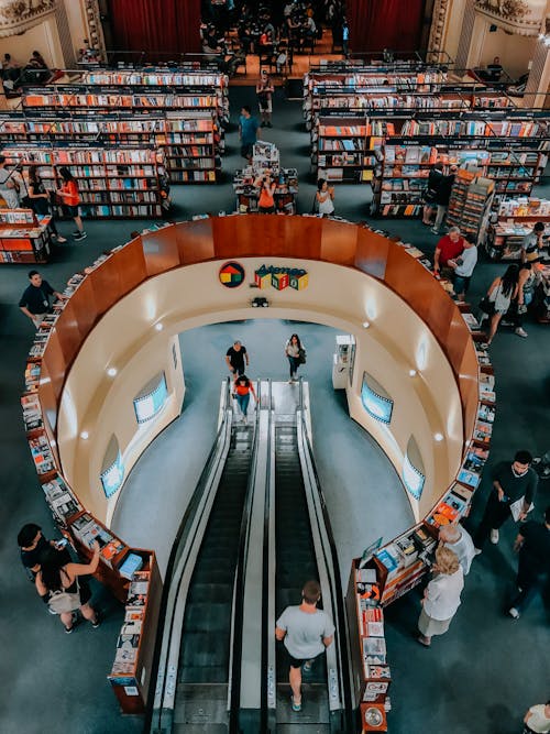 Free People Inside Library Stock Photo