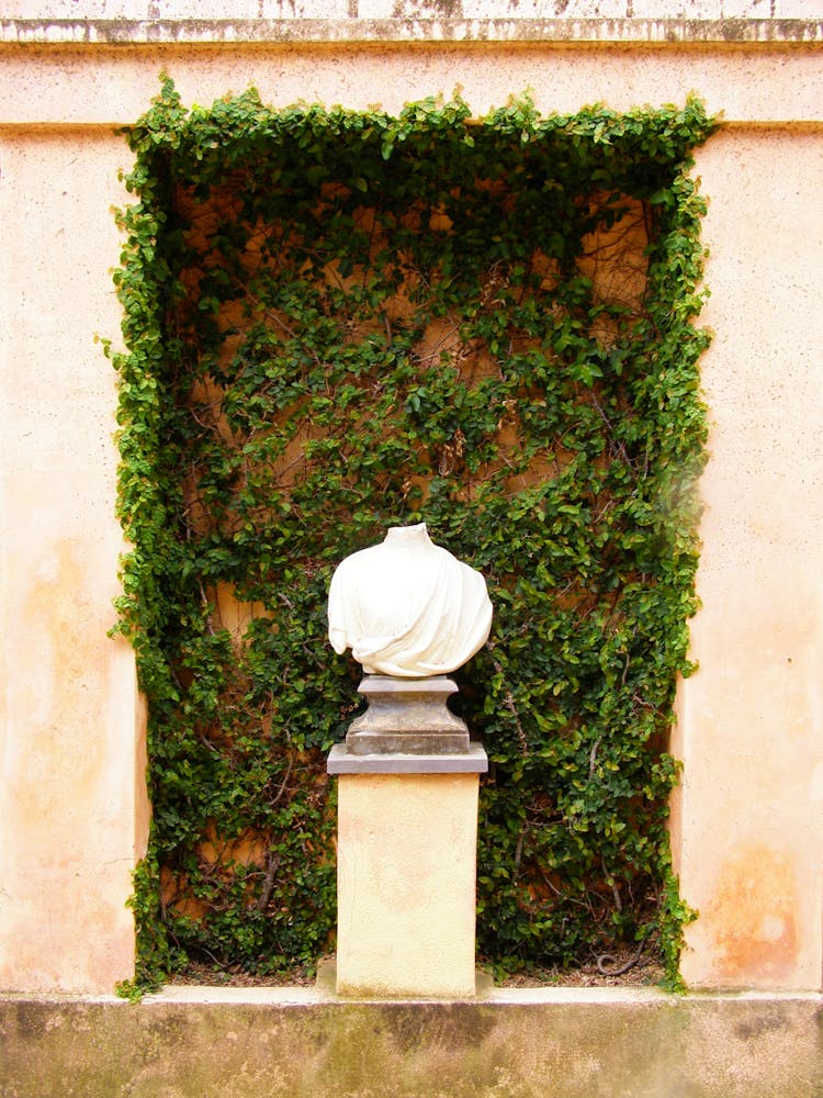 Headless Stone Bust In Niche