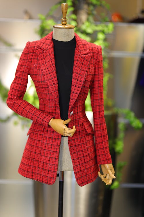 Elegant Red Jacket on Mannequin