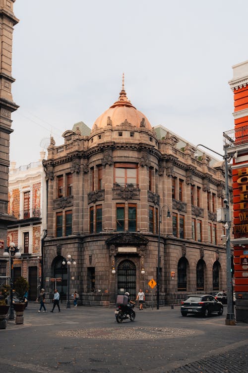 Street and Building in Puebla in Mexico