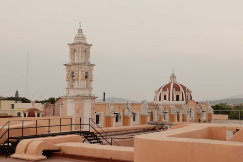 Tower and Dome of Church in Puebla in Mexico