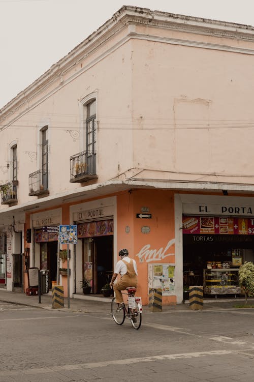 Man on Bike on Street in Puebla