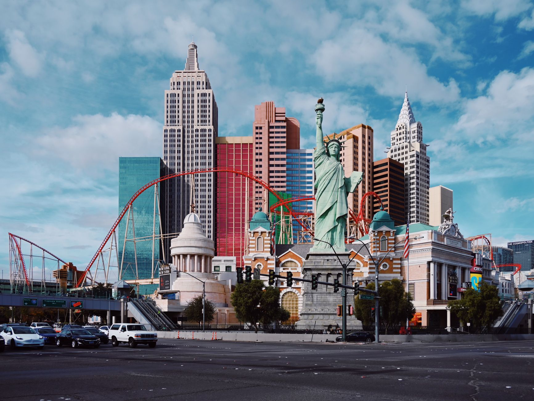 Colorful cityscape in Las Vegas featuring iconic replicas and vibrant architecture. Related image for Hospitality in the USA: What Comes Next for Modern Properties.