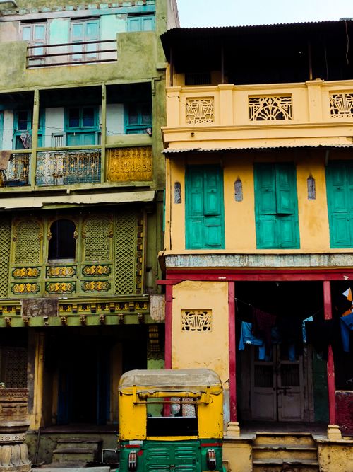 Free Vibrant vintage facades in the urban streets of Ahmedabad, India, showcasing traditional architecture. Stock Photo