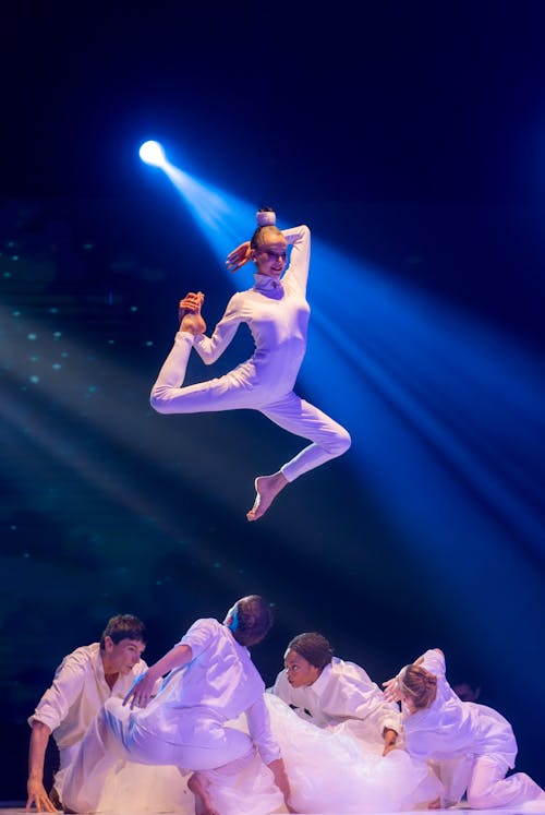 Blue Light over Dancers on Stage