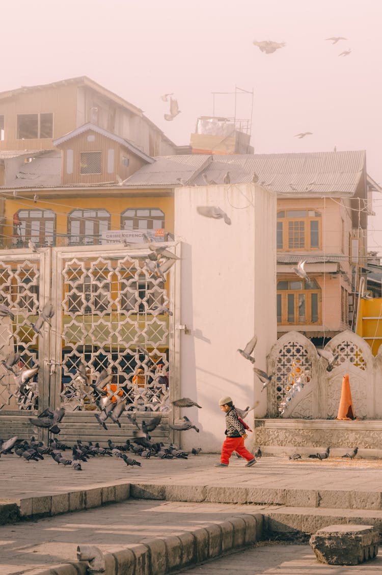 Man Walking On A Street In Varanasi 