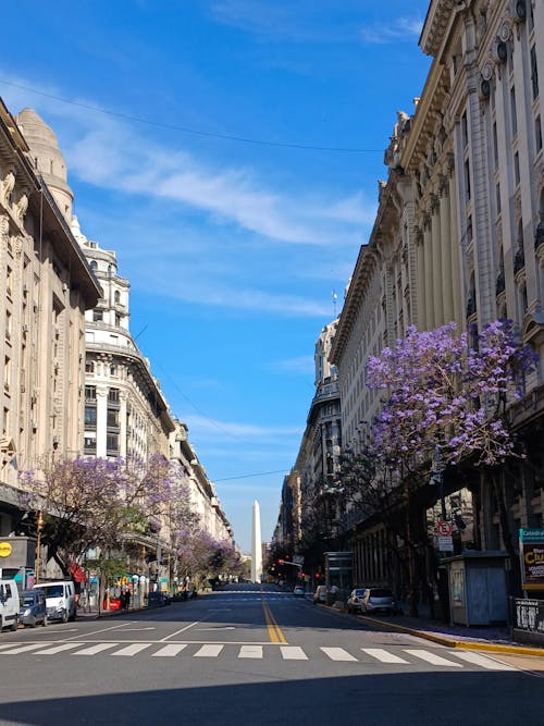 View of the Obelisco de Buenos Aires from Diagonal Sur in Buenos Aires, Argentina 