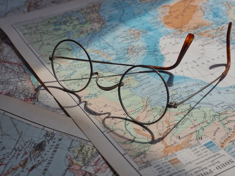 Eyeglasses On Map