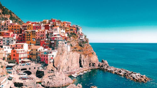 View of Houses in Manarola, Cinque Terre, Liguria, Italy 