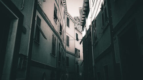 Free stock photo of alley, black and white, city