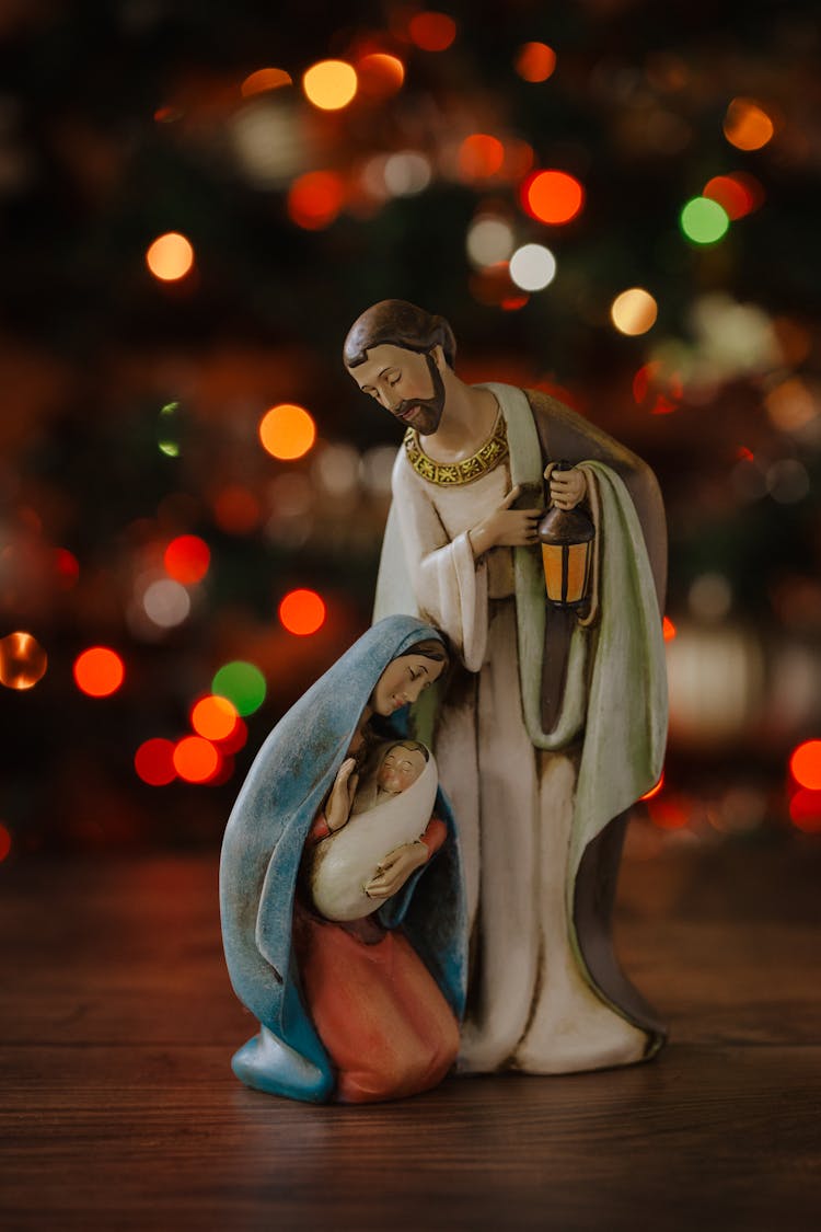 Figurines Of Virgin Mary And St Joseph With Baby Jesus