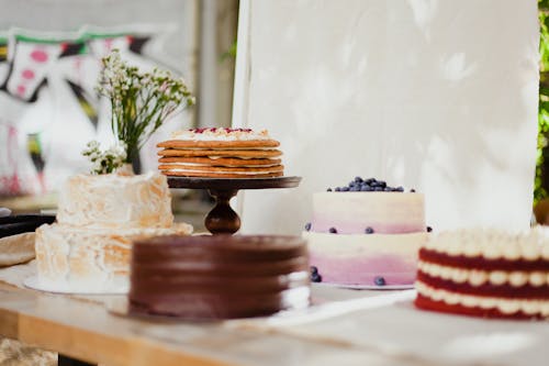 Various Cakes on a Table