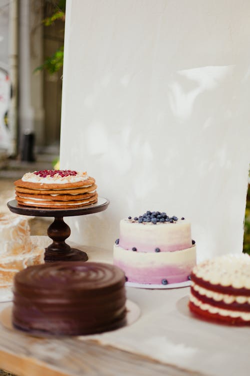 Various Cakes on a Table