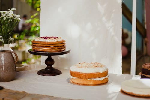 Various Cakes on a Table