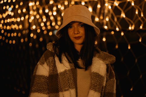 Brunette Woman in Bucket Hat